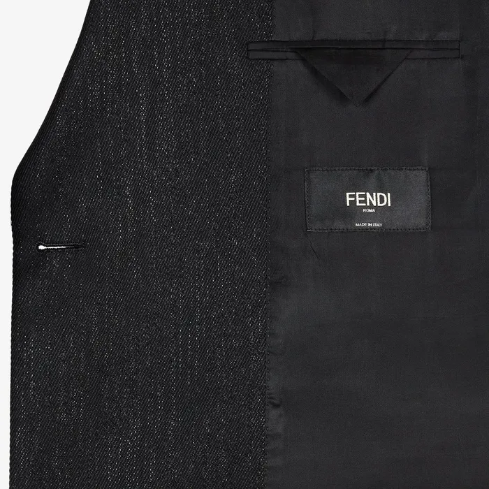 Fendi Jackets and Suits Jacket Black Wool And Lurex Gabardine Blazer 8211 Men