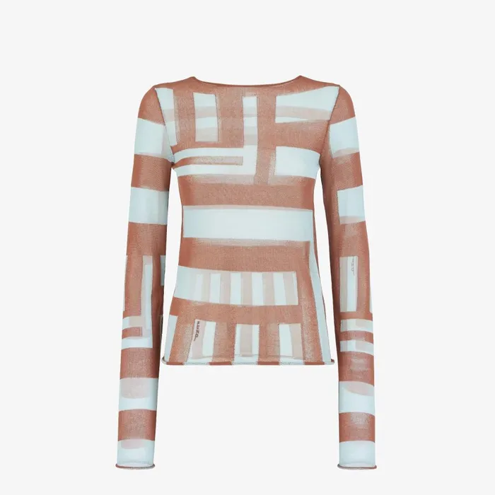 Fendi Knitwear Sweater Brown Inlaid Cotton Jumper 8211 Women