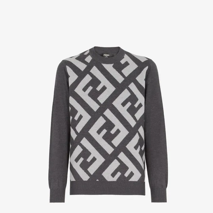 Fendi Knitwear Sweater Gray Wool Sweater 8211 Men