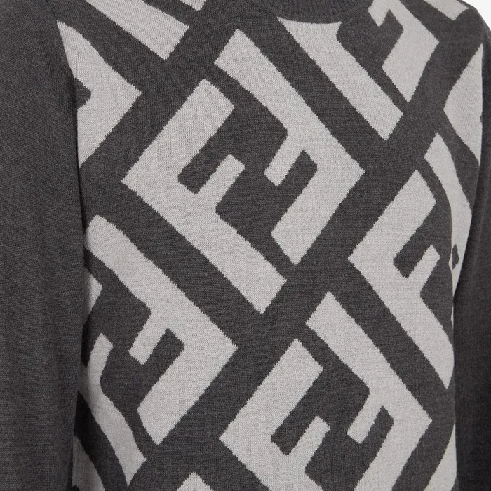 Fendi Knitwear Sweater Gray Wool Sweater 8211 Men
