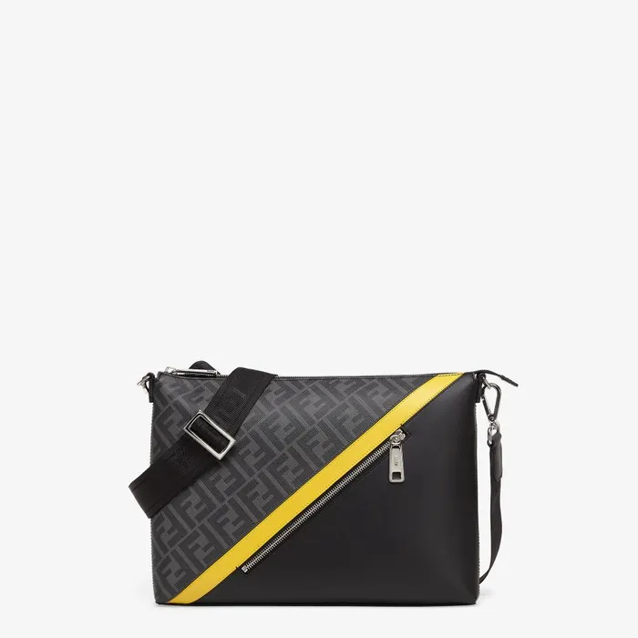 Fendi Messenger Bags Fendi Diagonal Messenger Gray Fabric Bag 8211 Men