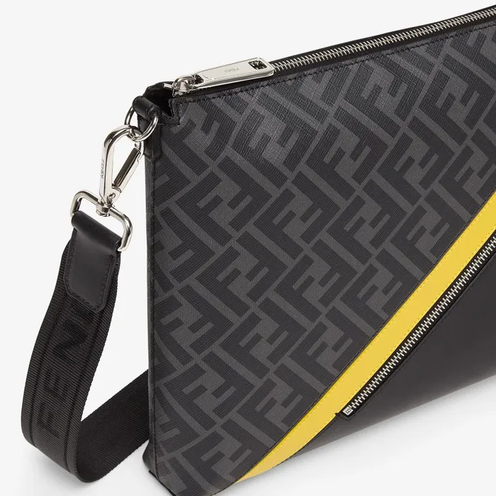 Fendi Messenger Bags Fendi Diagonal Messenger Gray Fabric Bag 8211 Men