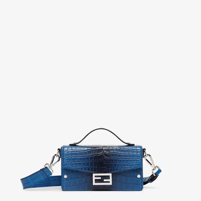 Fendi Messenger Bags Soft Trunk Baguette Blue Gradient Crocodile Bag 8211 Men Fendi Messenger Bags Soft Trunk Baguette Blue Gradient Crocodile Bag 8211 Men