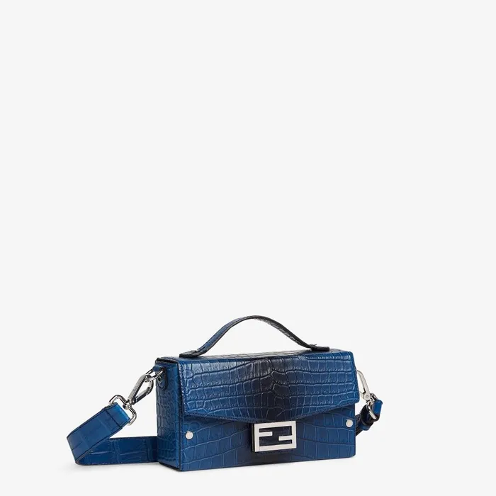 Fendi Messenger Bags Soft Trunk Baguette Blue Gradient Crocodile Bag 8211 Men