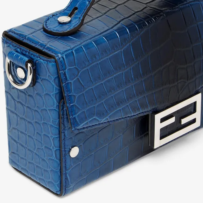 Fendi Messenger Bags Soft Trunk Baguette Blue Gradient Crocodile Bag 8211 Men