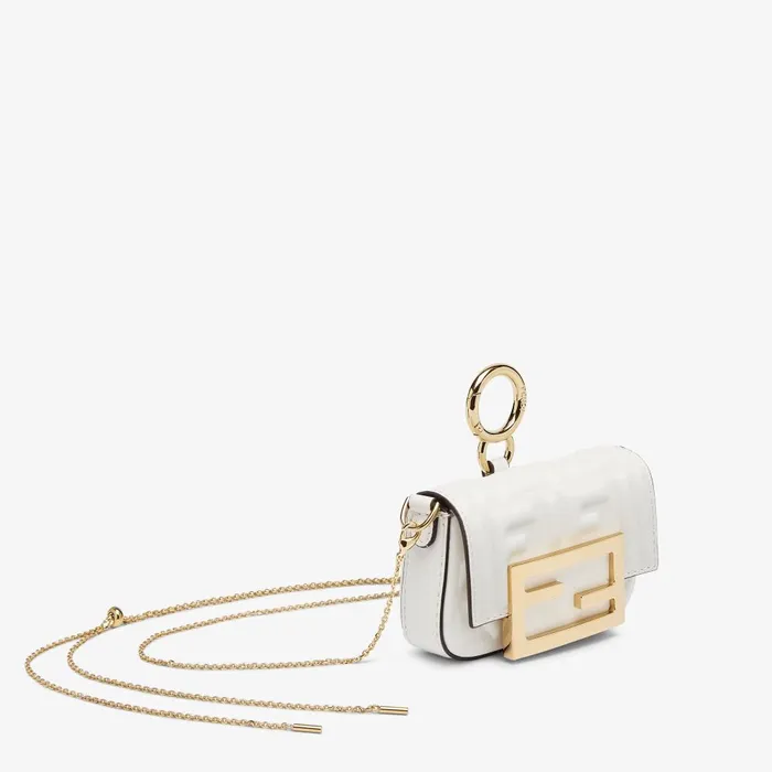 Fendi Miniature Bags Nano Baguette Charm White Nappa Leather Charm 8211 Women