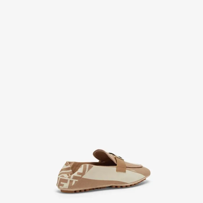 Fendi Mocassins and Loafers Baguette Beige Canvas Loafers 8211 Women
