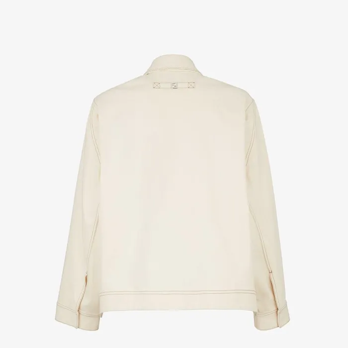 Fendi Outerwear Blouson Beige Canvas Jacket 8211 Men