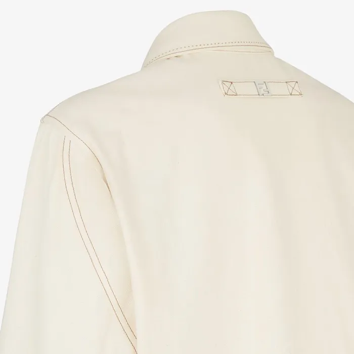 Fendi Outerwear Blouson Beige Canvas Jacket 8211 Men