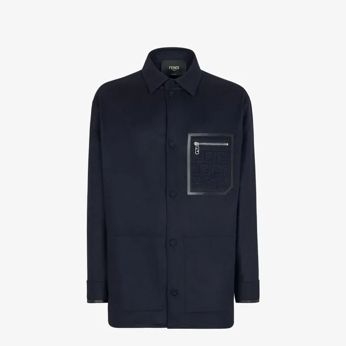 Fendi Outerwear Blouson Blue Cashmere GoTo Jacket 8211 Men