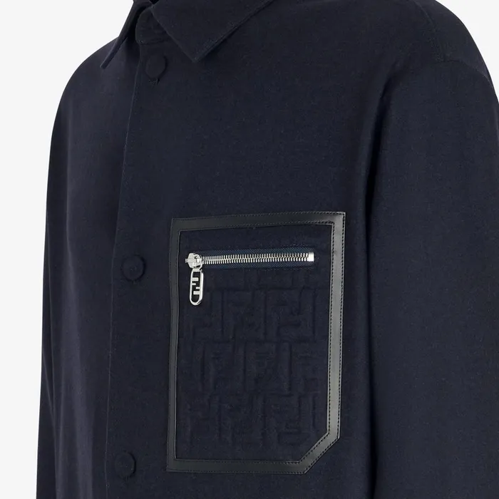 Fendi Outerwear Blouson Blue Cashmere GoTo Jacket 8211 Men