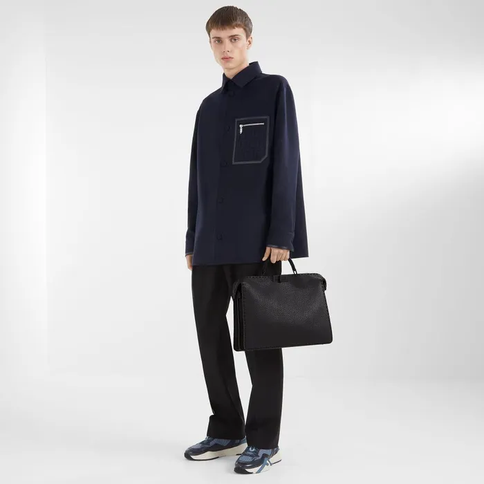 Fendi Outerwear Blouson Blue Cashmere GoTo Jacket 8211 Men