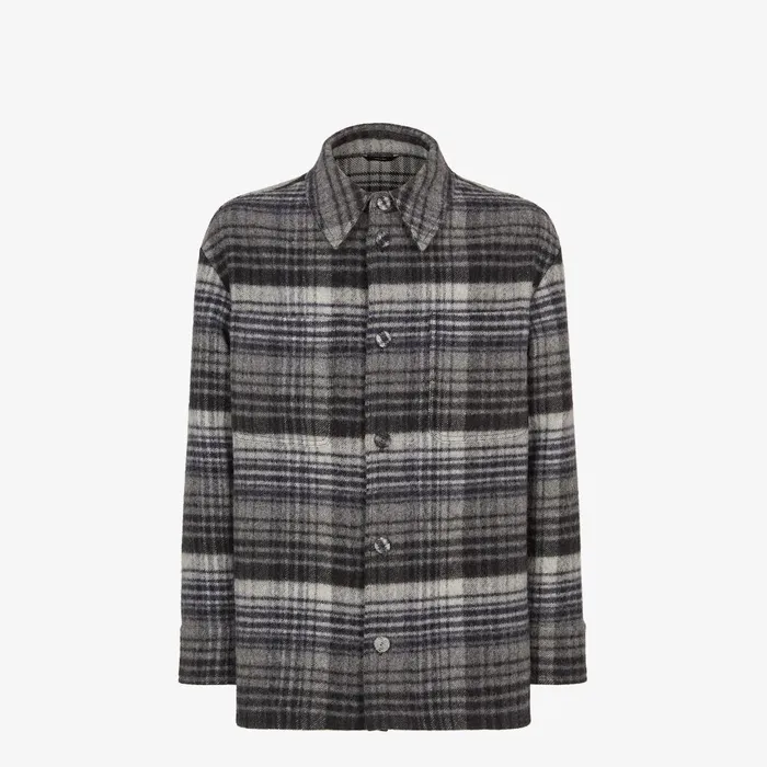 Fendi Outerwear Blouson Gray Flannel GoTo Jacket 8211 Men