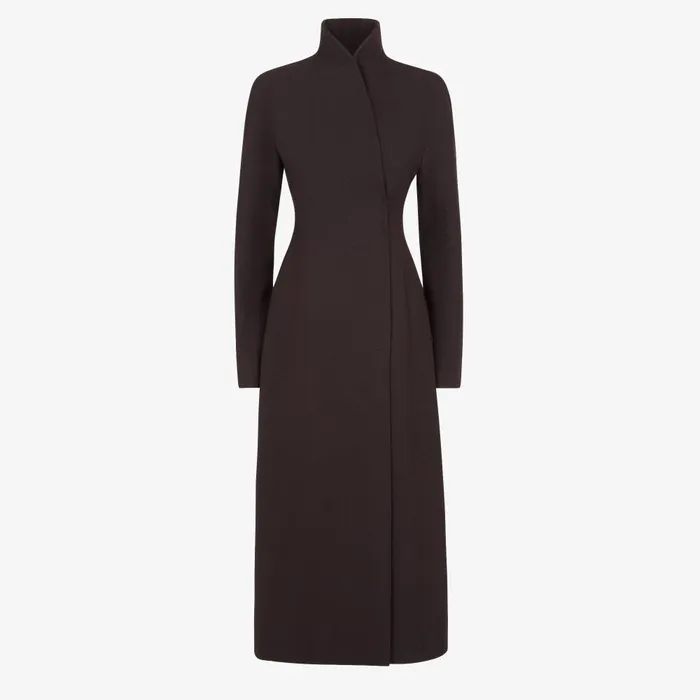 Fendi Outerwear Coat Dark Purple Grain De Poudre Wool Coat 8211 Women