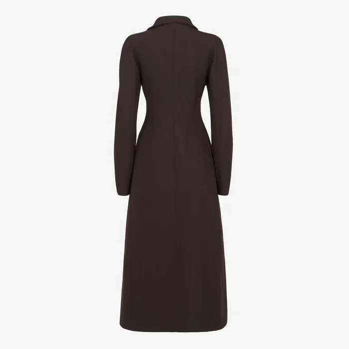 Fendi Outerwear Coat Dark Purple Grain De Poudre Wool Coat 8211 Women