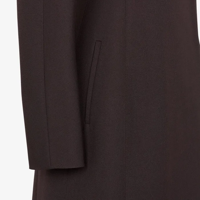 Fendi Outerwear Coat Dark Purple Grain De Poudre Wool Coat 8211 Women