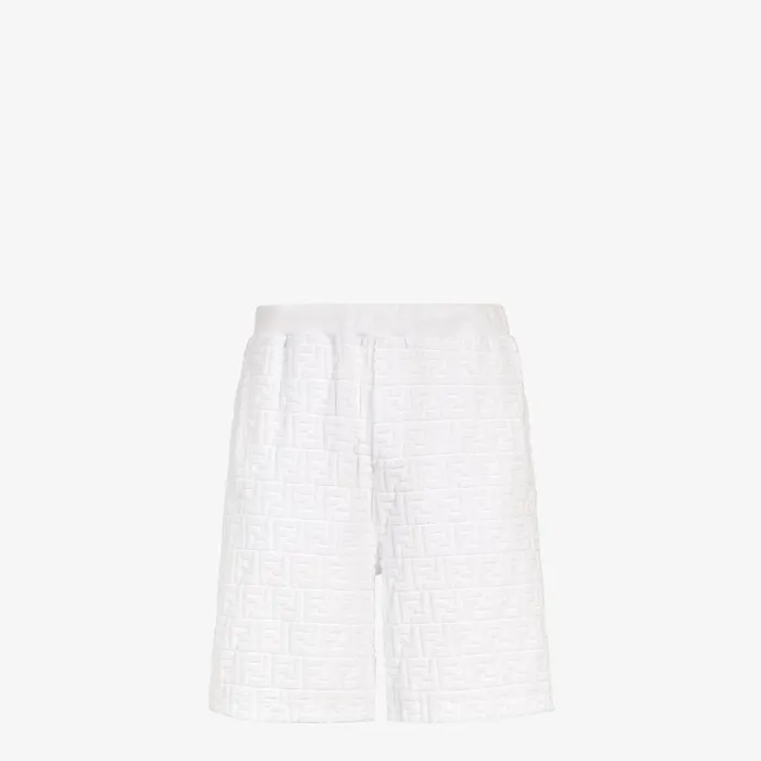 Fendi Pants and Shorts Bermudas White FF Terry Shorts 8211 Men