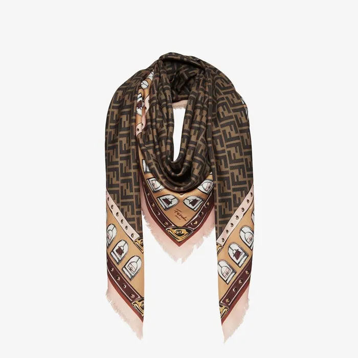 Fendi Scarves and Ponchos Fendi Shawl Brown Cashmere Wool And Silk Shawl 8211 Women