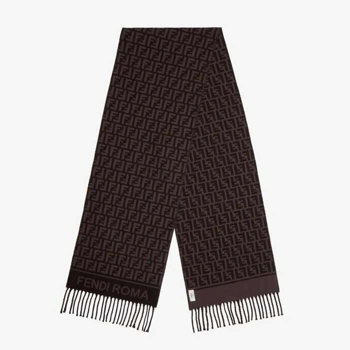 Fendi Scarves and Ponchos FF Scarf Burgundy Wool And Cashmere Scarf 8211 Women