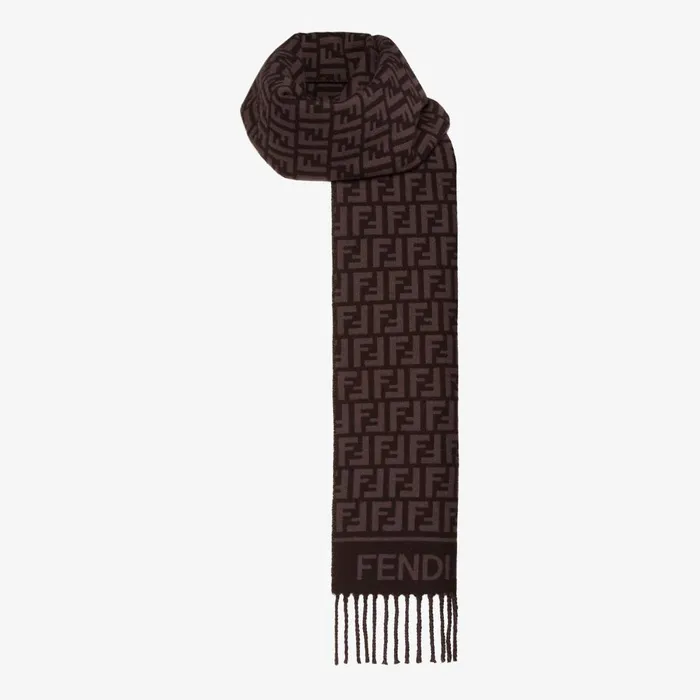 Fendi Scarves and Ponchos FF Scarf Burgundy Wool And Cashmere Scarf 8211 Women