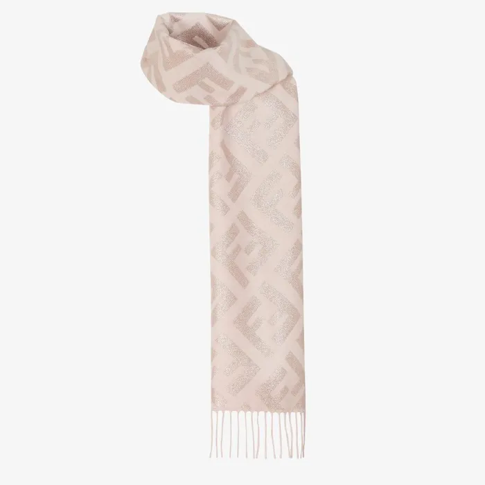 Fendi Scarves and Ponchos FF Scarf Pink Cashmere Scarf 8211 Women