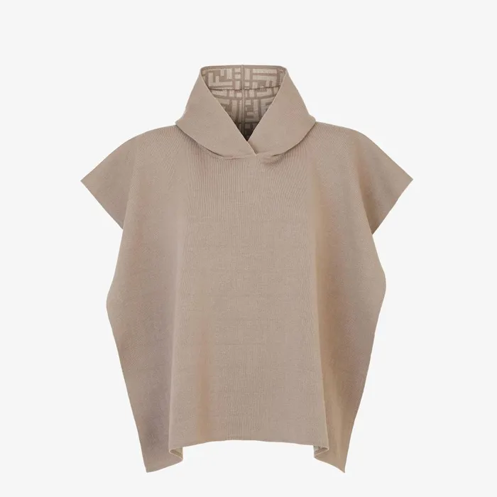 Fendi Scarves and Ponchos Poncho Dove Gray Wool Poncho 8211 Women