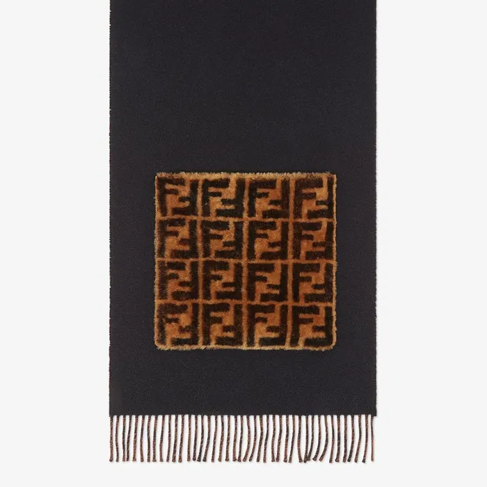 Fendi Scarves and Ponchos Touch Of Fur Scarf Black Wool And Cashmere Scarf 8211 Women Fendi Scarves and Ponchos Touch Of Fur Scarf Black Wool And Cashmere Scarf 8211 Women