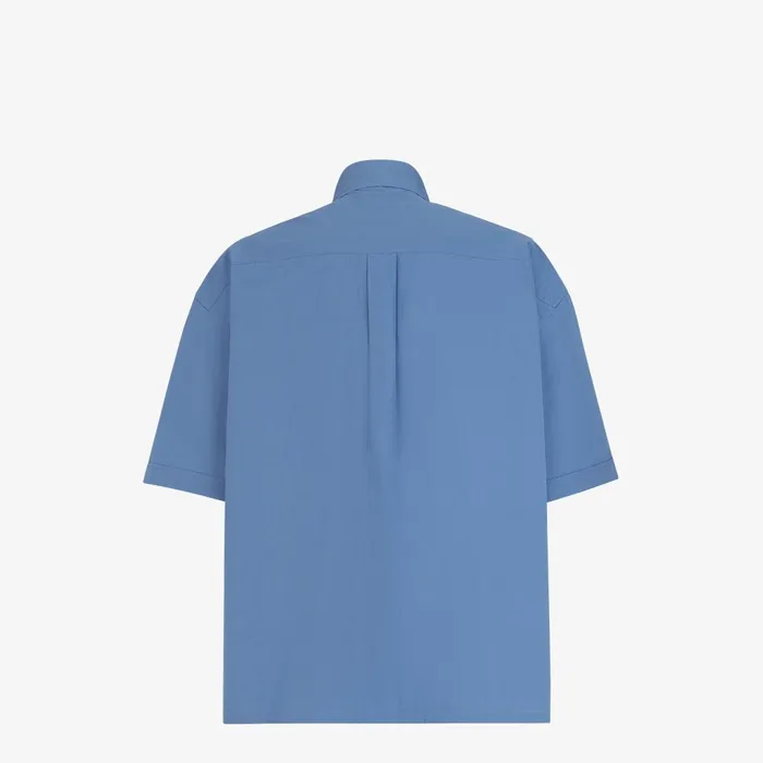 Fendi Shirts Shirt Blue Poplin Polo Shirt 8211 Men