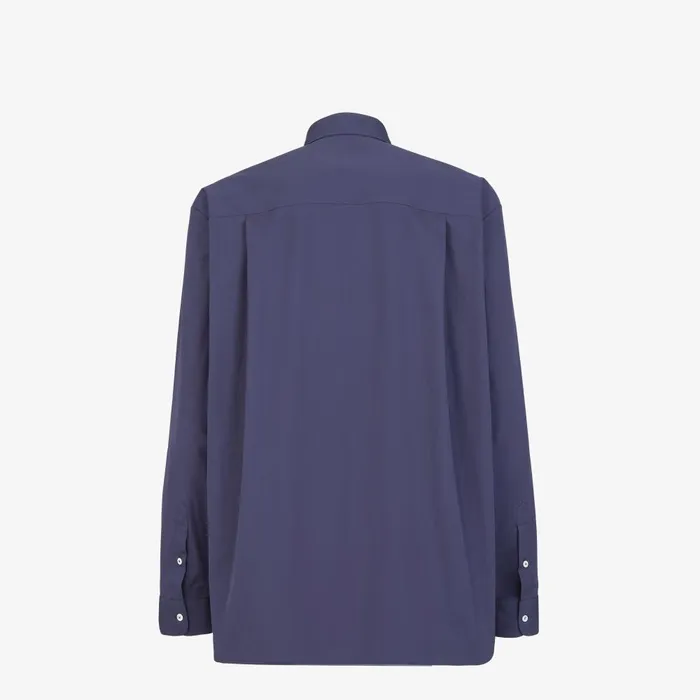 Fendi Shirts Shirt Dark Blue Poplin Shirt 8211 Men
