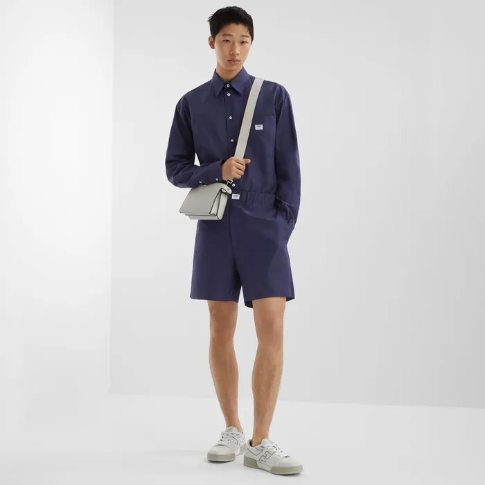 Fendi Shirts Shirt Dark Blue Poplin Shirt 8211 Men