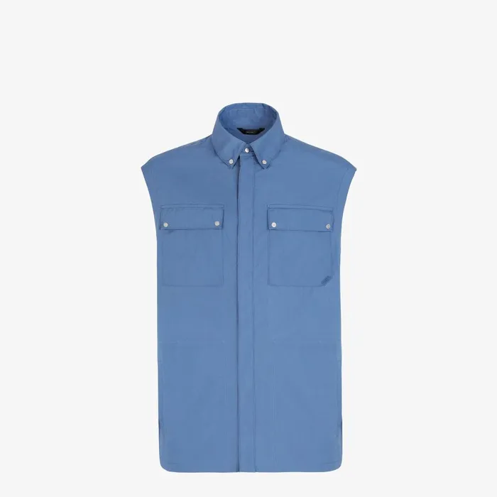 Fendi Shirts Vest Blue Poplin Vest 8211 Men