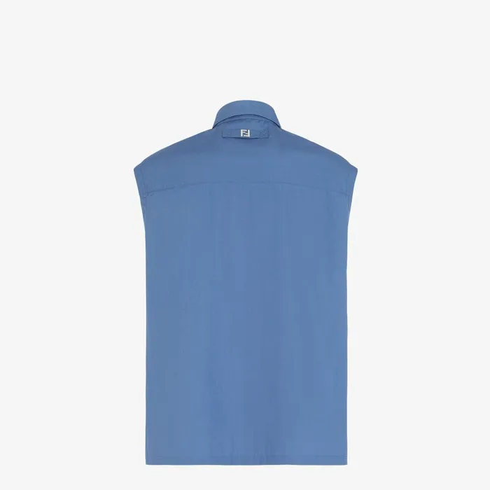 Fendi Shirts Vest Blue Poplin Vest 8211 Men