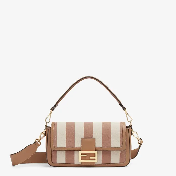 Fendi Shoulder and Crossbody Bags Baguette Beige Pequin Striped Fabric Bag 8211 Women Fendi Shoulder and Crossbody Bags Baguette Beige Pequin Striped Fabric Bag 8211 Women