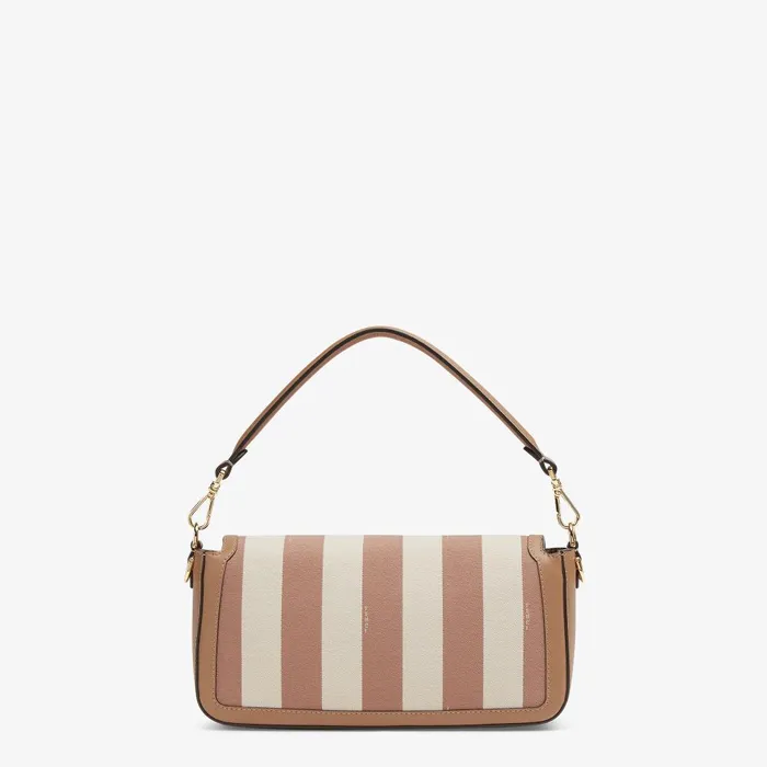 Fendi Shoulder and Crossbody Bags Baguette Beige Pequin Striped Fabric Bag 8211 Women