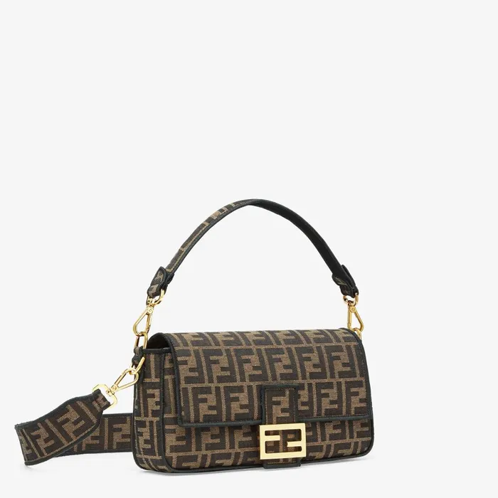 Fendi Shoulder and Crossbody Bags Baguette Brown FF Jacquard Fabric Bag 8211 Women