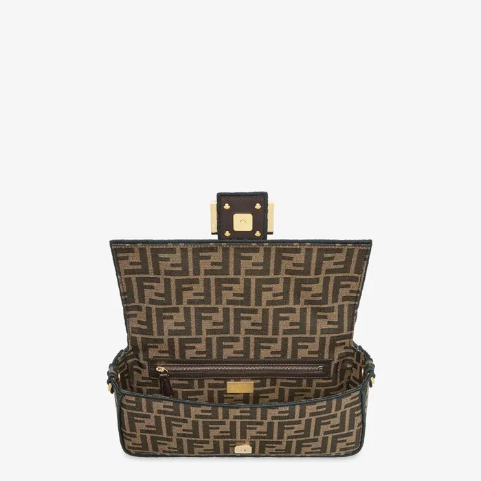 Fendi Shoulder and Crossbody Bags Baguette Brown FF Jacquard Fabric Bag 8211 Women
