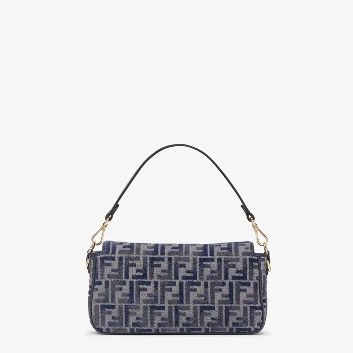Fendi Shoulder and Crossbody Bags Baguette Dark Blue FF Chenille Bag 8211 Women