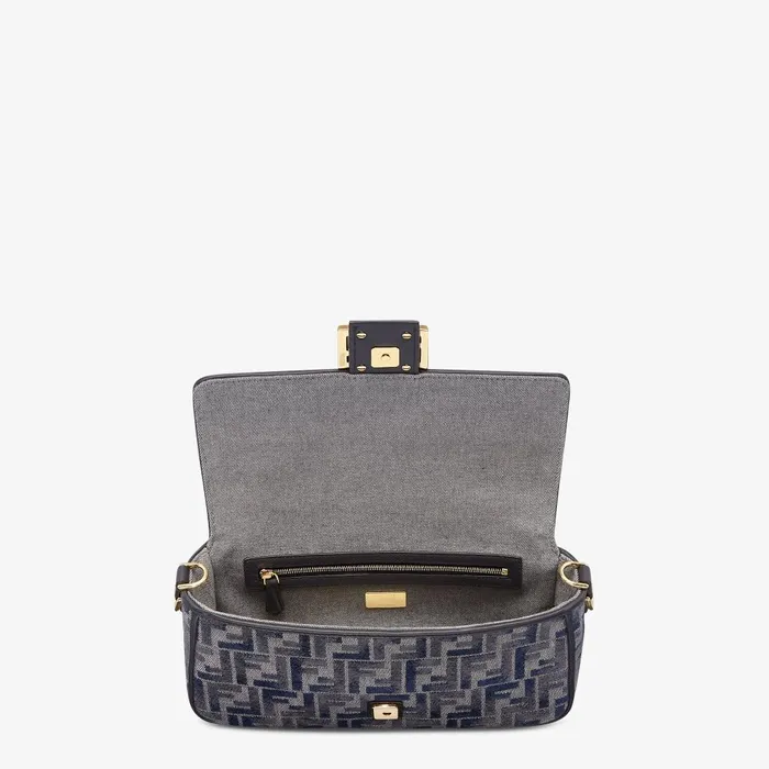Fendi Shoulder and Crossbody Bags Baguette Dark Blue FF Chenille Bag 8211 Women