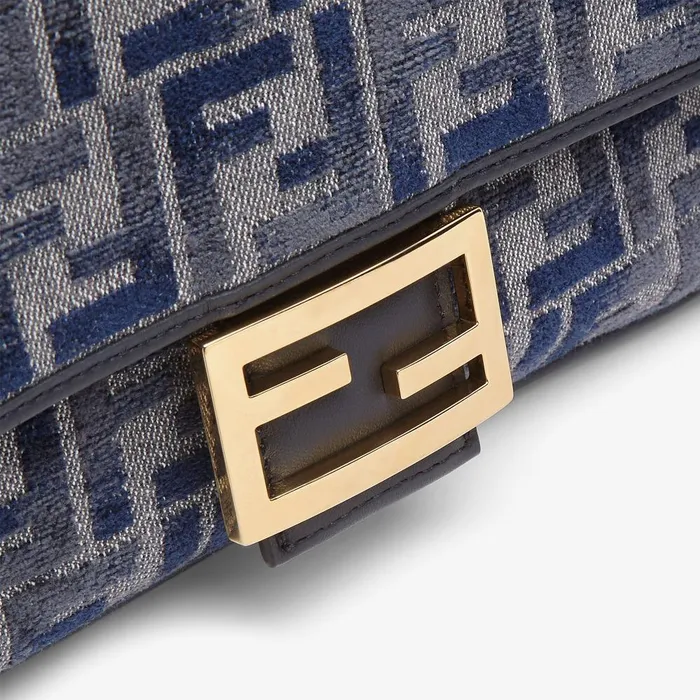 Fendi Shoulder and Crossbody Bags Baguette Dark Blue FF Chenille Bag 8211 Women