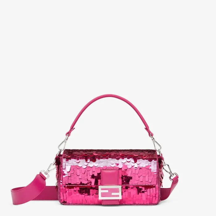 Fendi Shoulder and Crossbody Bags Baguette Fuchsia Sequinned Bag 8211 Women