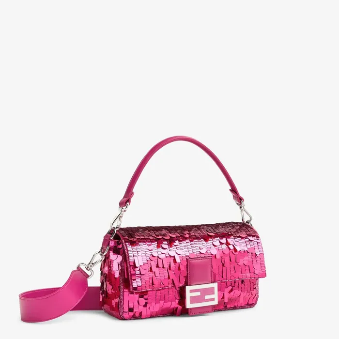Fendi Shoulder and Crossbody Bags Baguette Fuchsia Sequinned Bag 8211 Women