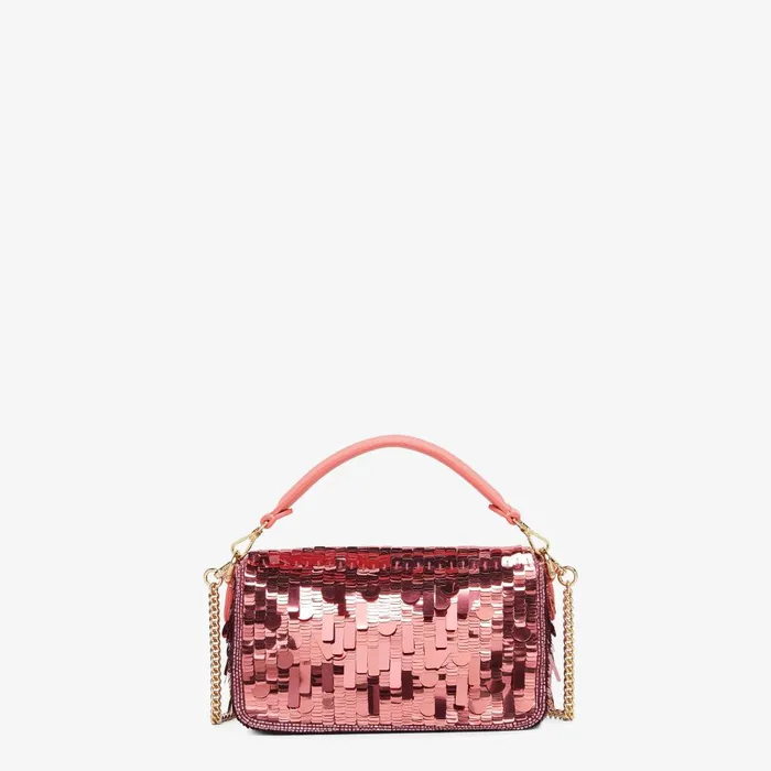 Fendi Shoulder and Crossbody Bags Baguette Mini Bag Embroidered With Pink Sequins 8211 Women