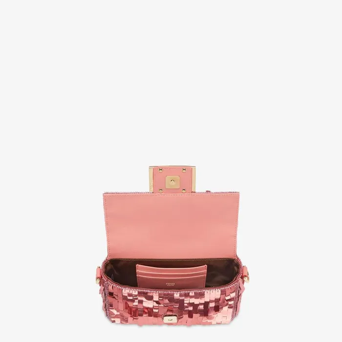 Fendi Shoulder and Crossbody Bags Baguette Mini Bag Embroidered With Pink Sequins 8211 Women