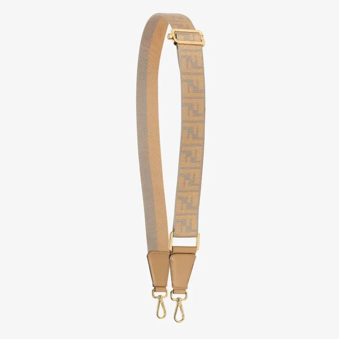Fendi Shoulder Straps and Bag Accessories Strap You Beige FF Webbing Reversible Shoulder Strap 8211 Women