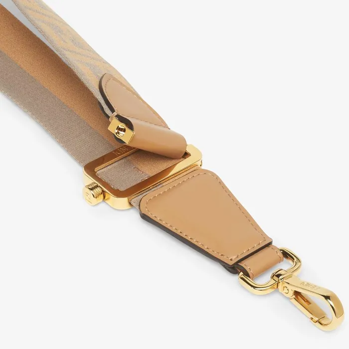 Fendi Shoulder Straps and Bag Accessories Strap You Beige FF Webbing Reversible Shoulder Strap 8211 Women