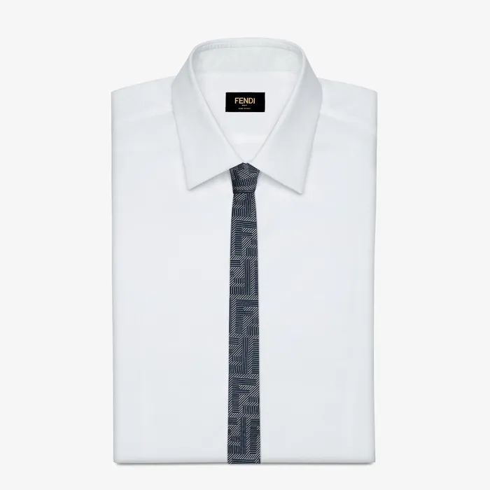 Fendi Ties Tie Blue Silk Tie 8211 Men