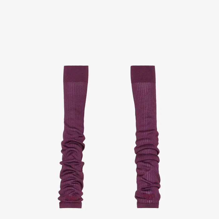 Fendi Tights and Socks Gloves Dark Purple Silk Evening Gloves 8211 Women