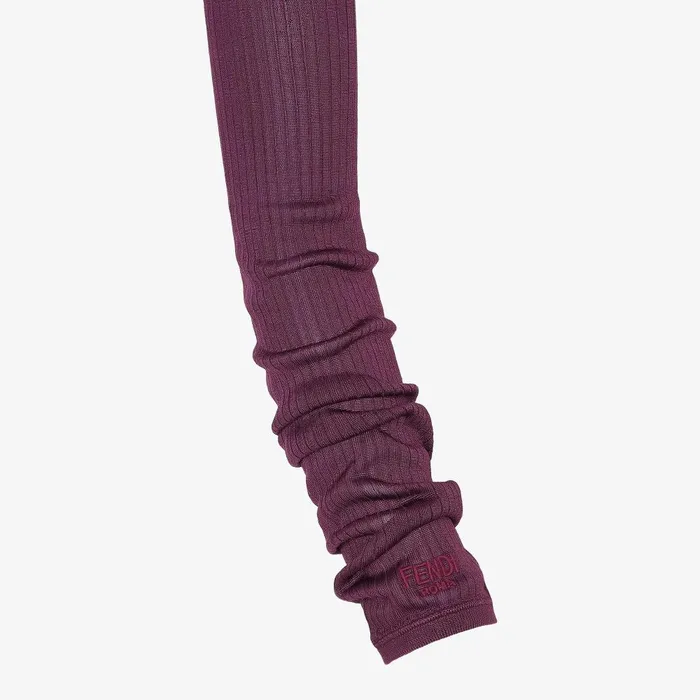 Fendi Tights and Socks Gloves Dark Purple Silk Evening Gloves 8211 Women