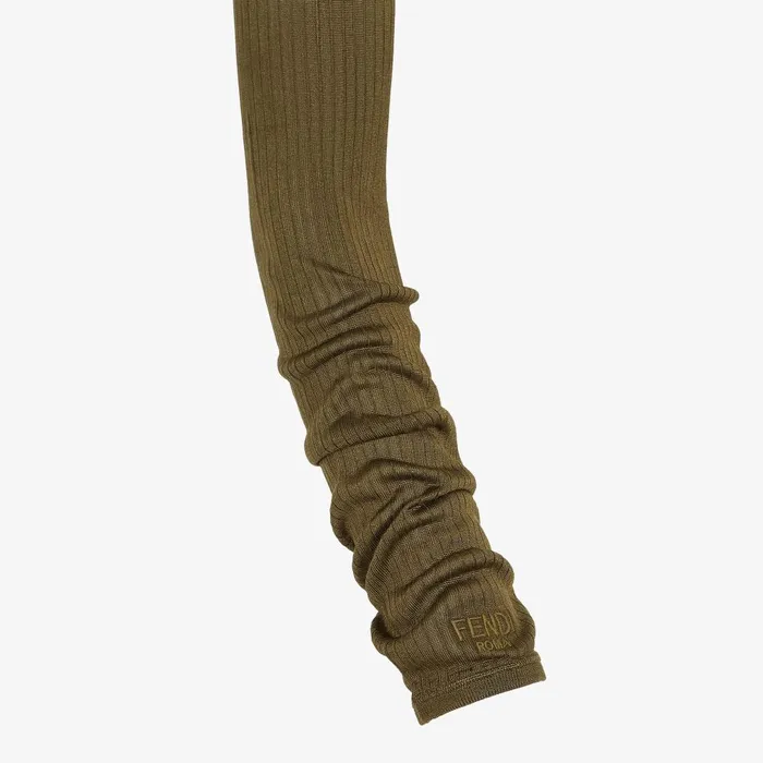 Fendi Tights and Socks Gloves Green Silk Evening Gloves 8211 Women
