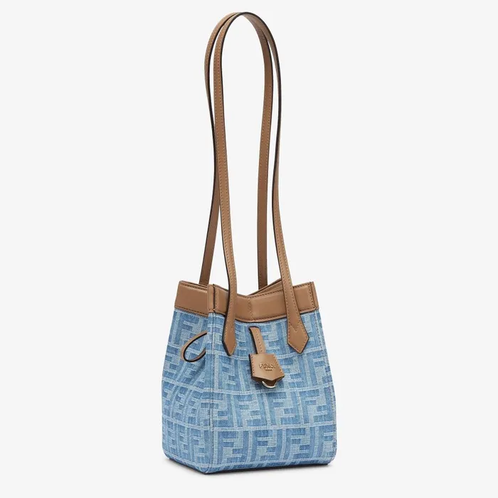 Fendi Tote Bags Fendi Origami Mini Light Blue FF Denim Fabric Mini Bag That Can Be Transformed 8211 Women
